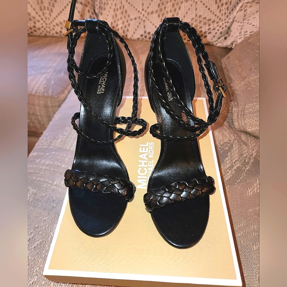Michael Kors Astrid Braided Faux Leather Sandal